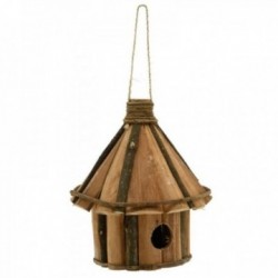 Hanging round wooden birdhouse