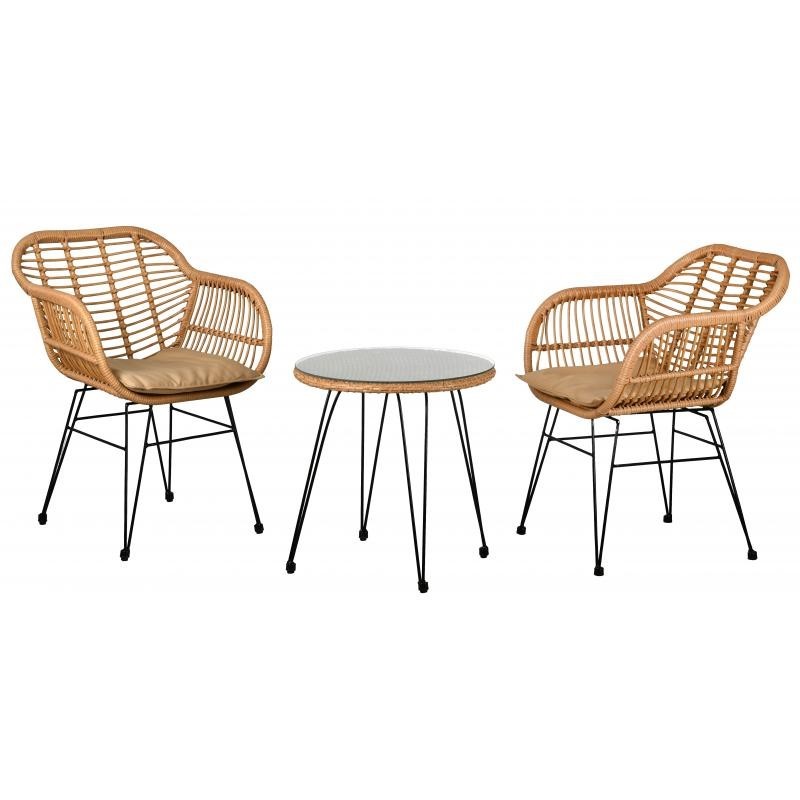 3-teiliges Gartenmöbel-Set aus synthetischem Rattan