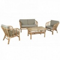 4-piece living room set in natural rattan