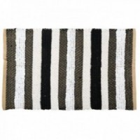 Natural jute and cotton striped rug 90 x 60 cm