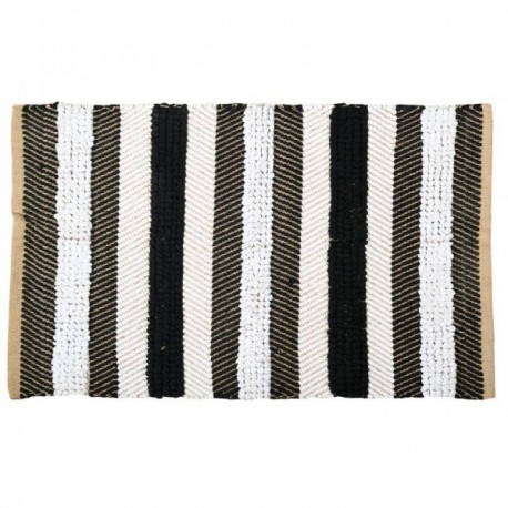Natural jute and cotton striped rug 90 x 60 cm