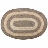Ovaler Teppich aus natürlicher und gefärbter Jute 90 x 60 cm