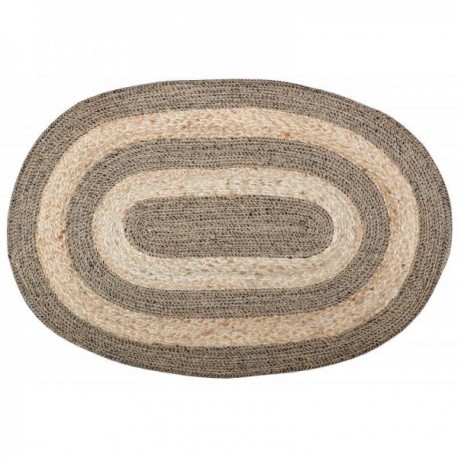 Soikea matto luonnollisessa juutalissa ja kiinnitetty 90 x 60 cm