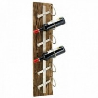 Wall-mounted bottle rack in recycled wood x 6 bottles