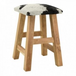Återvunnet vedeldstol och kohudshud: Autentisk Rustik POUF, Original & Eco-Responsible Extra Pool