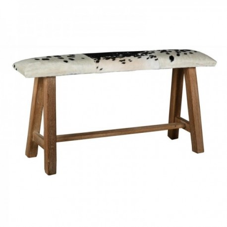Bench in recycled wood and cowhide