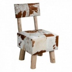 Chaise en bois et peau de vache