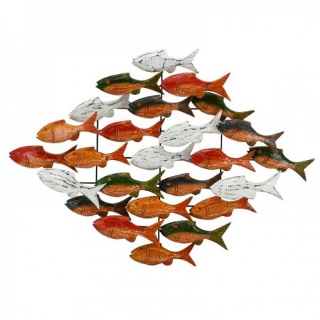 Multicolored fish wooden wall decoration