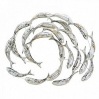 Dekoracja ścienna Ryby w antyczne białe drewno