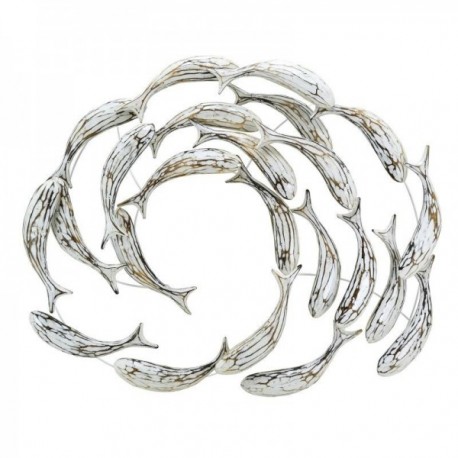 Dekoracja ścienna Ryby w antyczne białe drewno