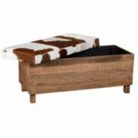 Chest bench in recycled wood and cowhide