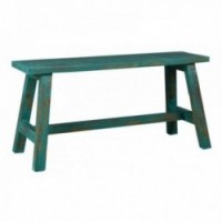 Aged Green Mahogany Wooden Bench: Beat Retro Entrance Benamine, Garden Seat & Vintage Chic Support Furniture