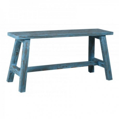 Niebieska stara ławka mahoniowa