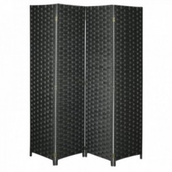 Biombo de 4 paneles en nylon negro