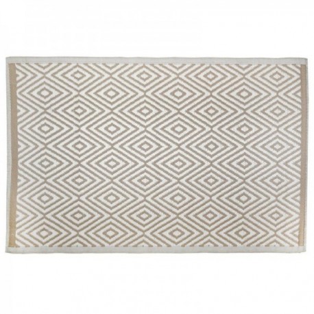 Alfombra De Exterior Rectangular De 120x180 Cm Color Blanco Y Gris