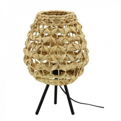 Natural hyacinth table lamp with metal legs