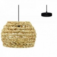 Round pendant lamp in natural hyacinth and metal