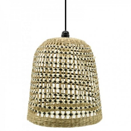 Abat-jour en jonc naturel ajouré Ø 33 H37 cm suspension décorative bohème pour intérieur chaleureux