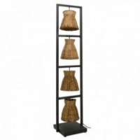 Metalowa lampa podłogowa i naturalny bambusa H 133 cm