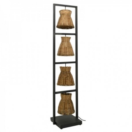 Metalowa lampa podłogowa i naturalny bambusa H 133 cm