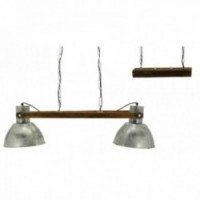 2-bulb pendant lamp in recycled wood and metal