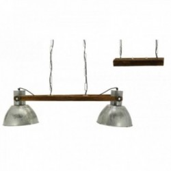 Suspensão de 2 lâmpadas em madeira reciclada e metal