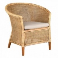 Armchair in poelet and cane rattan