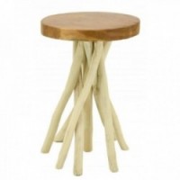 Wooden bolster table, branch legs