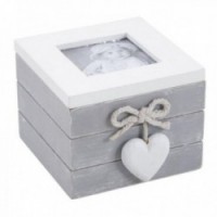 Coffret boite à bijoux porte-photo en bois et verre