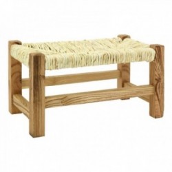 Taburete de restauración de pie de madera con asiento de caña