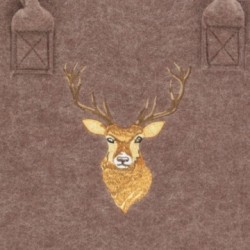 Embroidered deer felt log bag