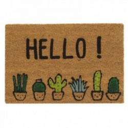 Coir cactus doormat "Hello"