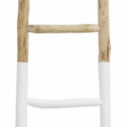 Ladder towel rack in natural and white wood