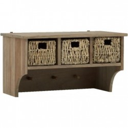 Träväggshylla Tinged med 3 korgar i stång och 3 lager