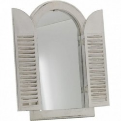 Espelho de parede de janela de madeira branca