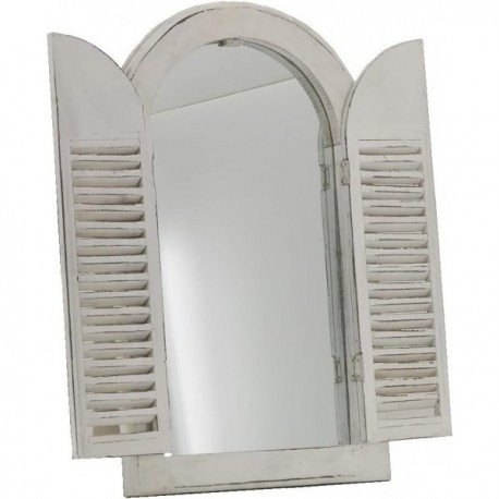 Wall mirror rounded window in white wood