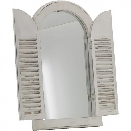 White wooden window wall mirror