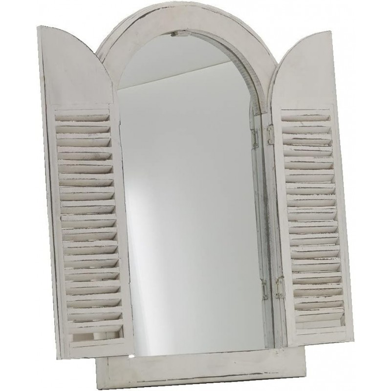 Specchio Muro Bianco Persiane Legno Finestra a