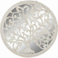 Tree of life with white wooden mirror wall decoration