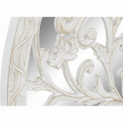 Arbre de vie avec miroir en bois blanc, Décoration miroir mural