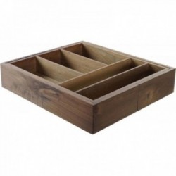 Range-couverts extensible en bois d'acacia, 5-7 compartiments, rangement couvert cuisine tiroir bois extensible