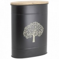 Tabouret et Seau à Pellets en Métal Motif Arbre : Réserve à Granulés Design pour Poêle & Panier Rangement Chauffage