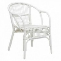 White lacquered rattan armchair