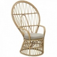 Poltrona in rattan con schienale alto in stile Emmanuelle