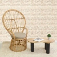 Poltrona in rattan con schienale alto in stile Emmanuelle