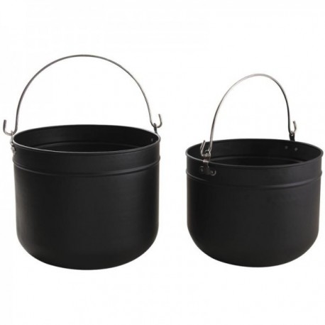 Black Metal Log Buckets - Set of 2