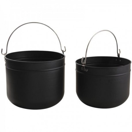 Set van 2 Black Metal Blustes: Range-Wood Design & Cart Storage Gevulde industriële stijl open haard