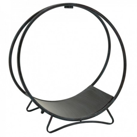 Titular de Log Round Metal Ø 49 cm: Apedações de alcance Projeto industrial e robustez para a lareira
