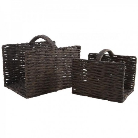 Gray water hyacinth log baskets - set of 2