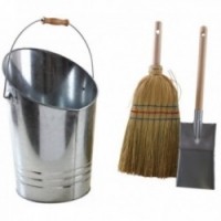 Chimney bucket, broom and shovel set